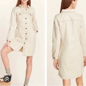 J.Crew denim long sleeve mini dress in off white, size 6